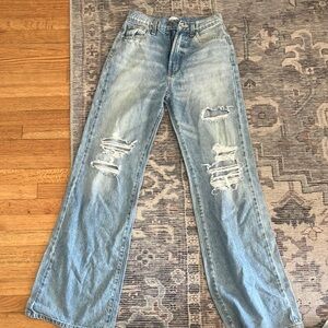Women's Light Blue Distressed Jeans